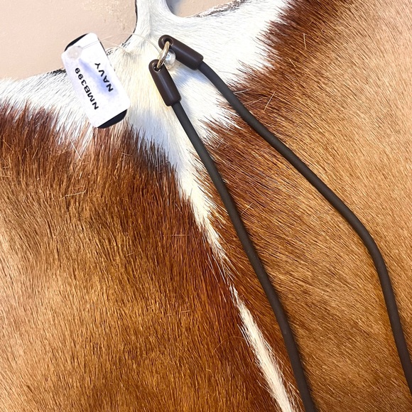 🏷️ 🎉 totw • long leather necklace with large turquoise navy cream stones - Picture 12 of 15